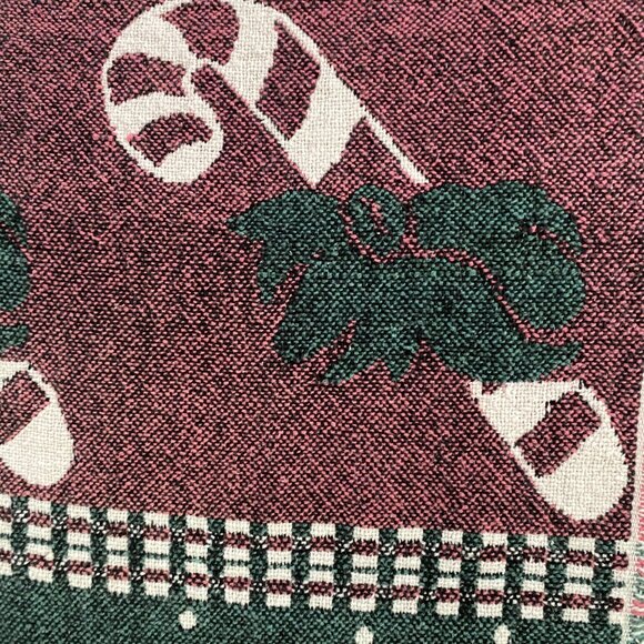 Lillian Vernon Christmas Tapestry Throw Blanket Reversible Stockings Snowmen - Picture 9 of 9